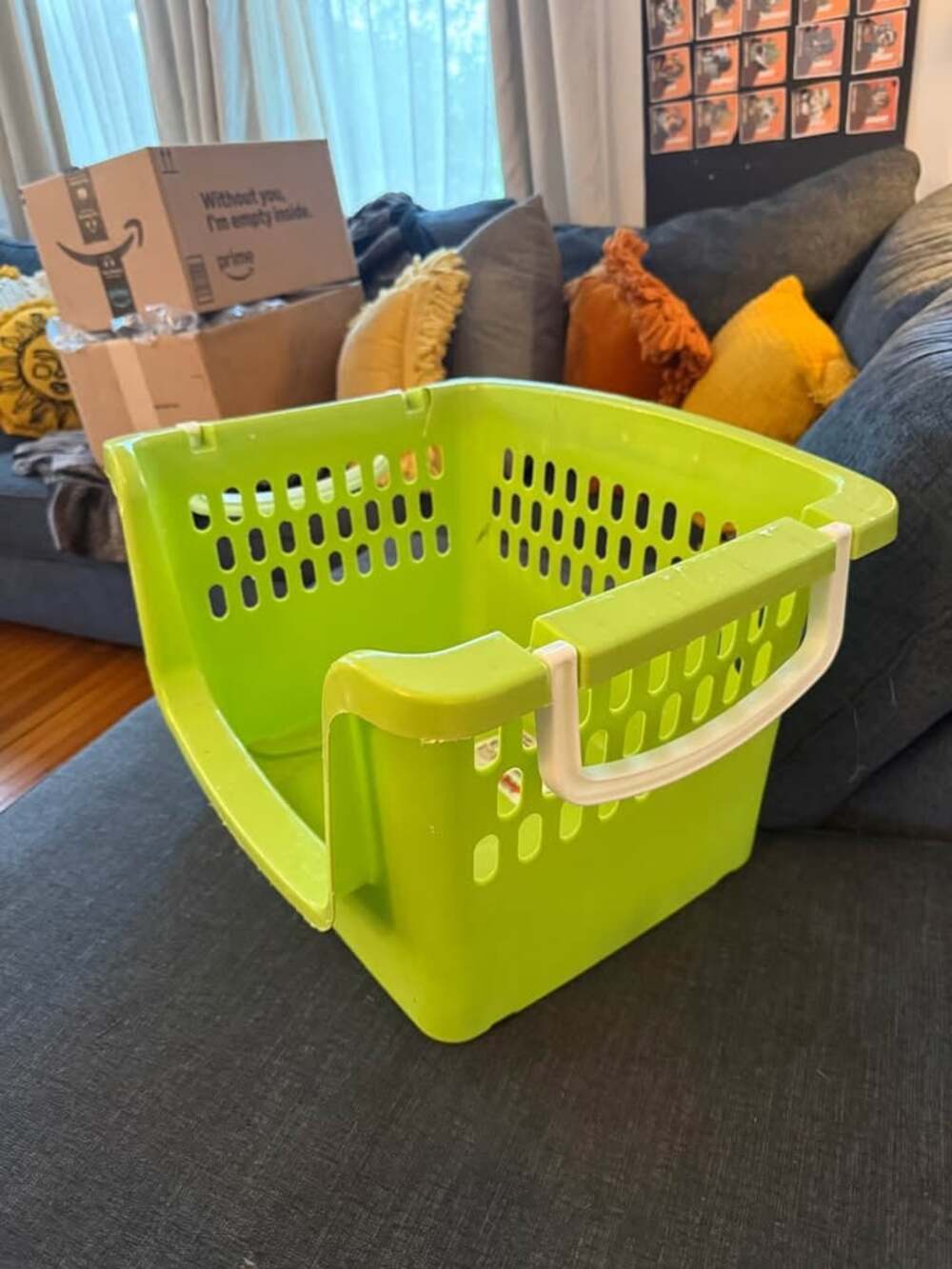 Large stacking basket by star plastic green storage bin